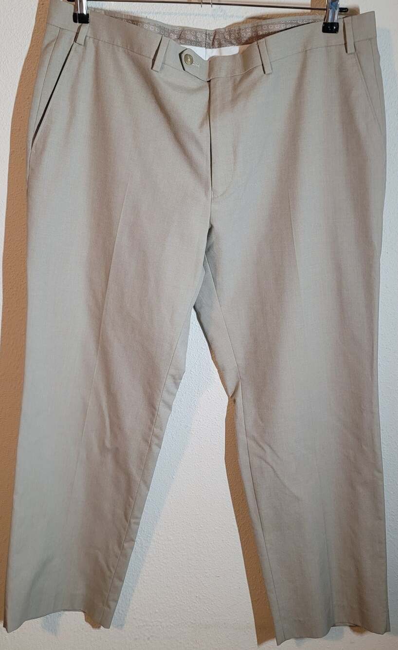 Chaps Beige Flat Front Men's Dress Pants 40 X 30 Straight Leg